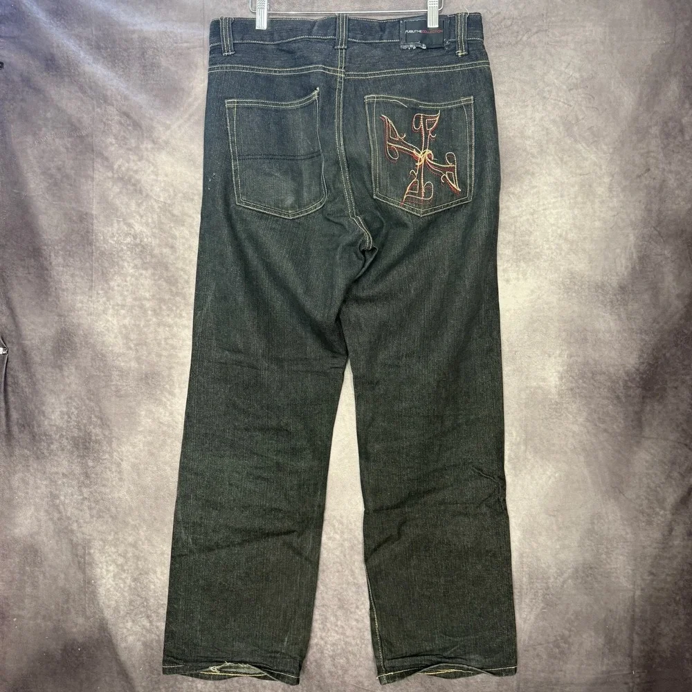 Vintage Y2K Fubu‎ The Collection Baggy Wide Leg Skater Jeans Men Size 34x32